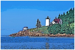 Early Morning by Burnt Coat Harbor Light -Digital Painting